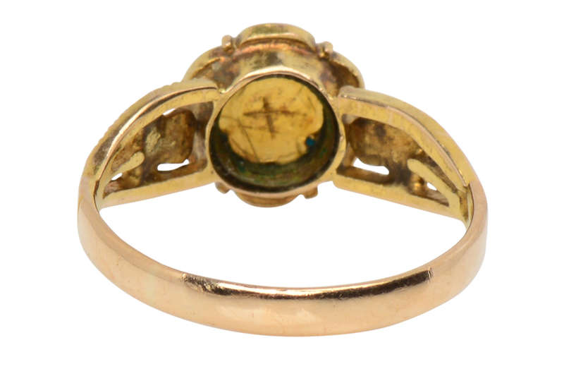 Antique Turquoise Flower & Leaf Ring of 1899