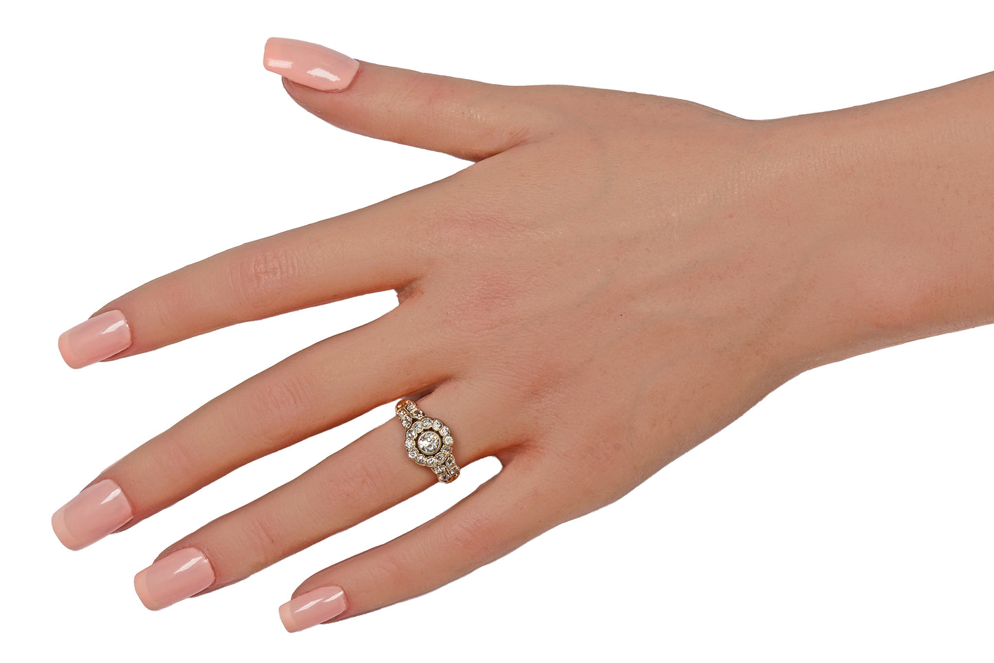 Victorian Diamond Cluster Engagement Wedding Ring