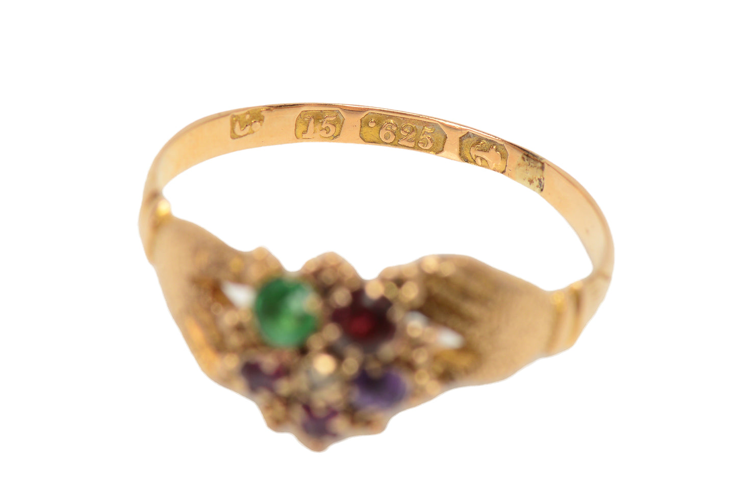 Georgian English Fede Hands Acrostic Regard Ring