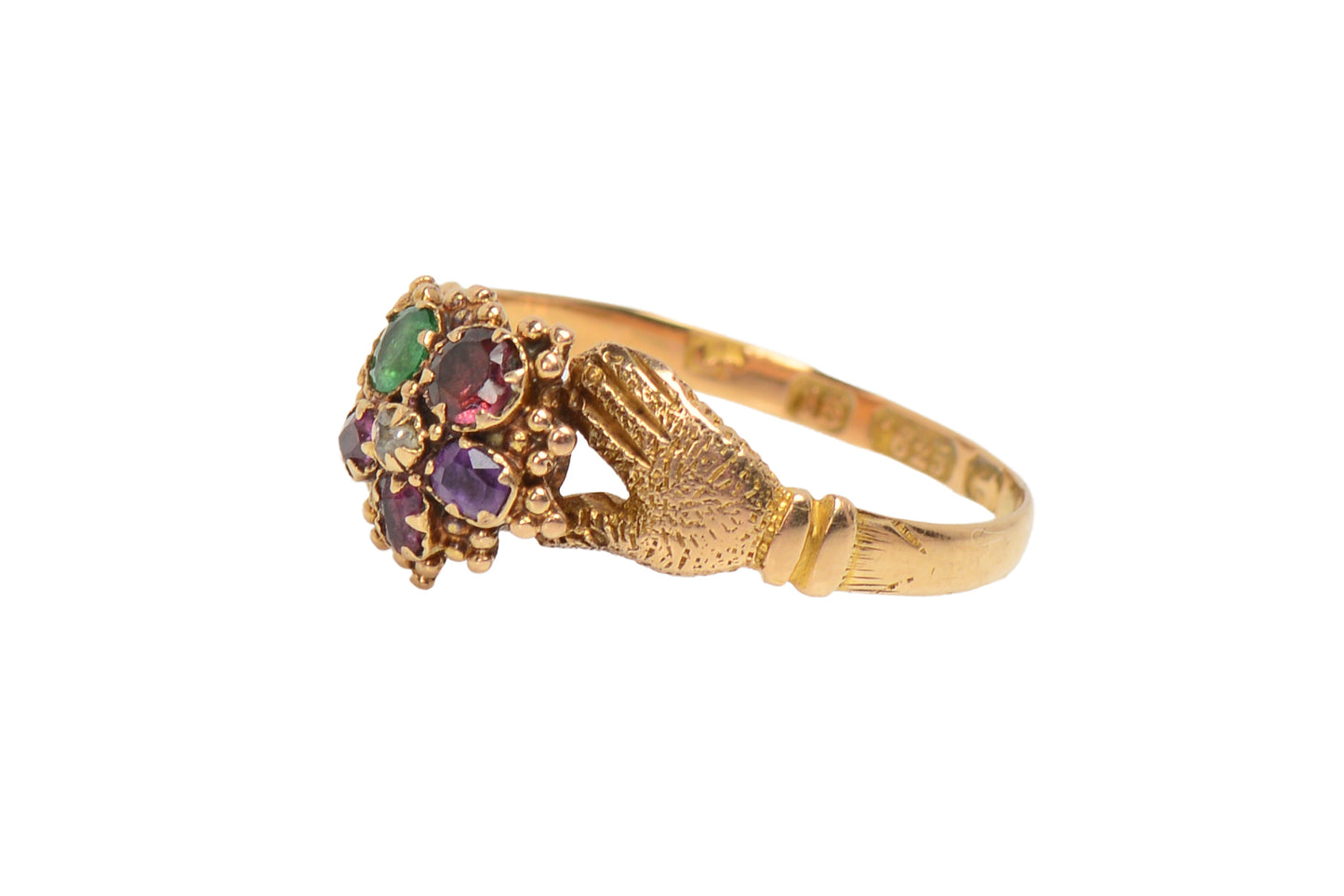 Georgian English Fede Hands Acrostic Regard Ring