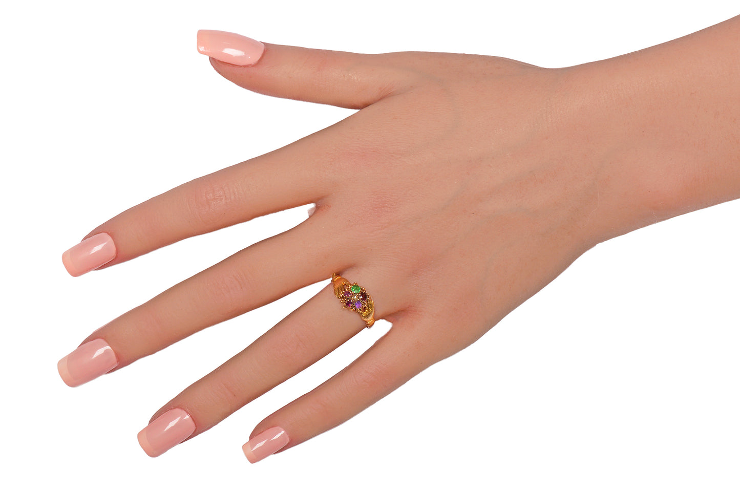Georgian English Fede Hands Acrostic Regard Ring