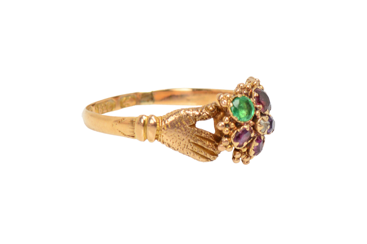 Georgian English Fede Hands Acrostic Regard Ring