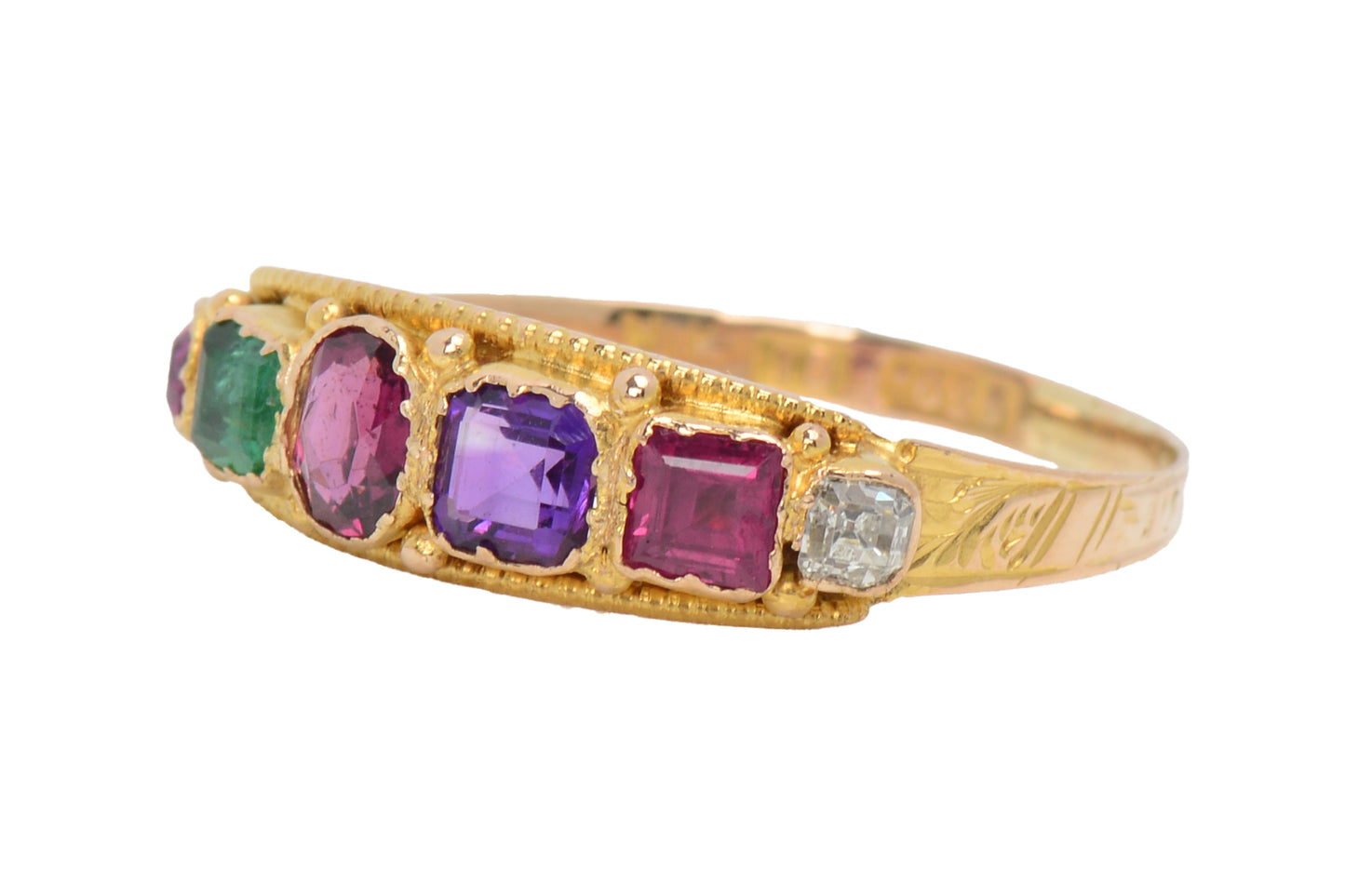 Victorian Antique Regard Acrostic Gemstone Ring