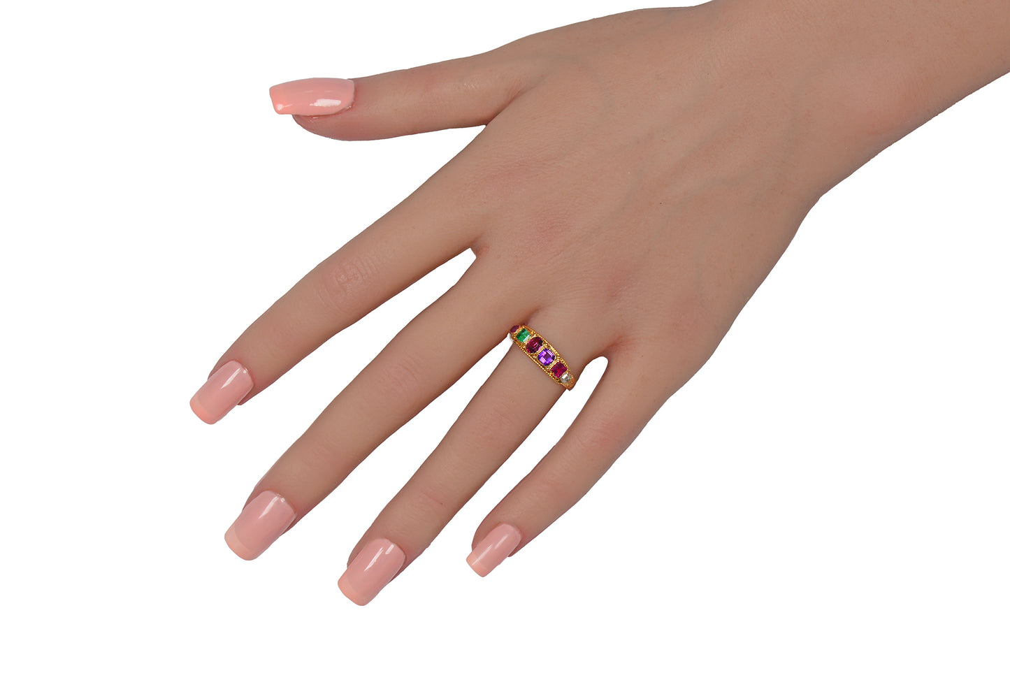 Victorian Antique Regard Acrostic Gemstone Ring