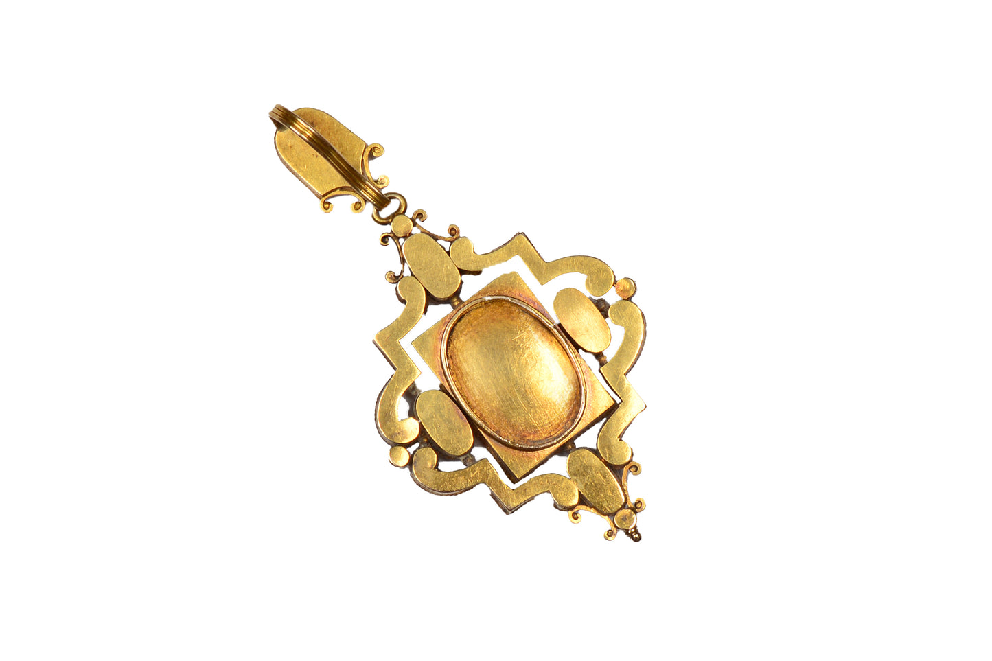 Antique Barn Swallow Bird Micromosaic Gold Pendant