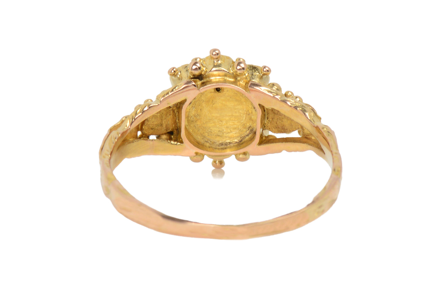 Cushion Cut Diamond & Emerald Victorian Ring