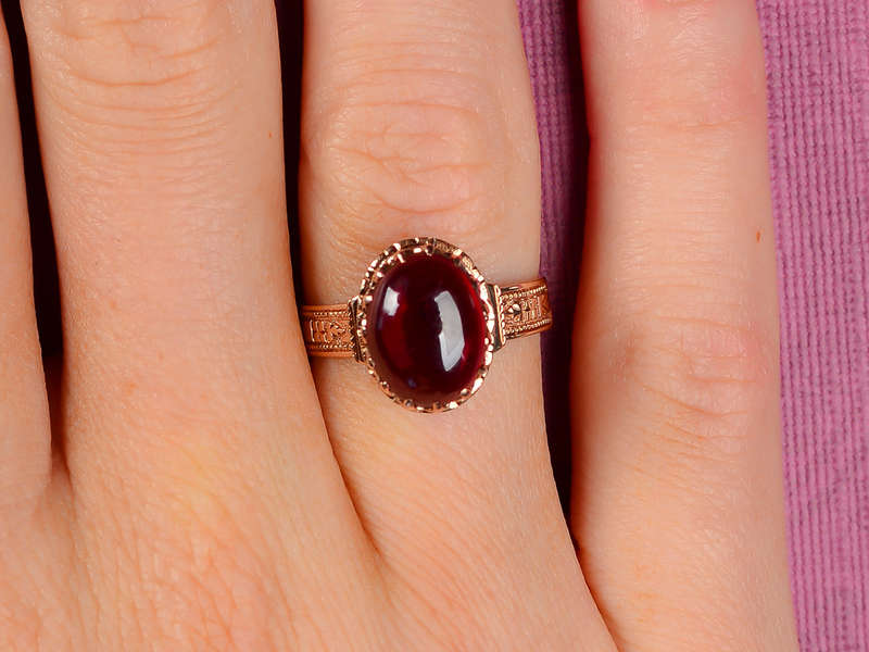 Victorian Garnet Rose Gold Ring Dated 1880