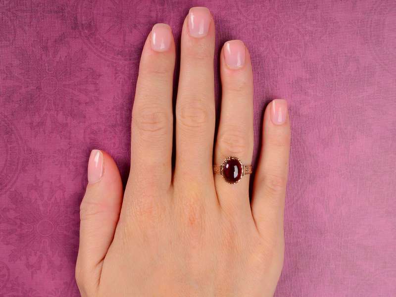 Victorian Garnet Rose Gold Ring Dated 1880