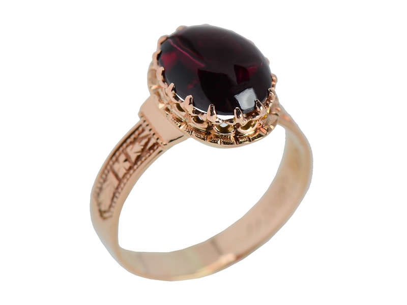 Victorian Garnet Rose Gold Ring Dated 1880