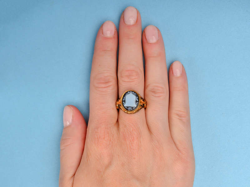 In Memory - Victorian Enamel Crest Ring of 1859