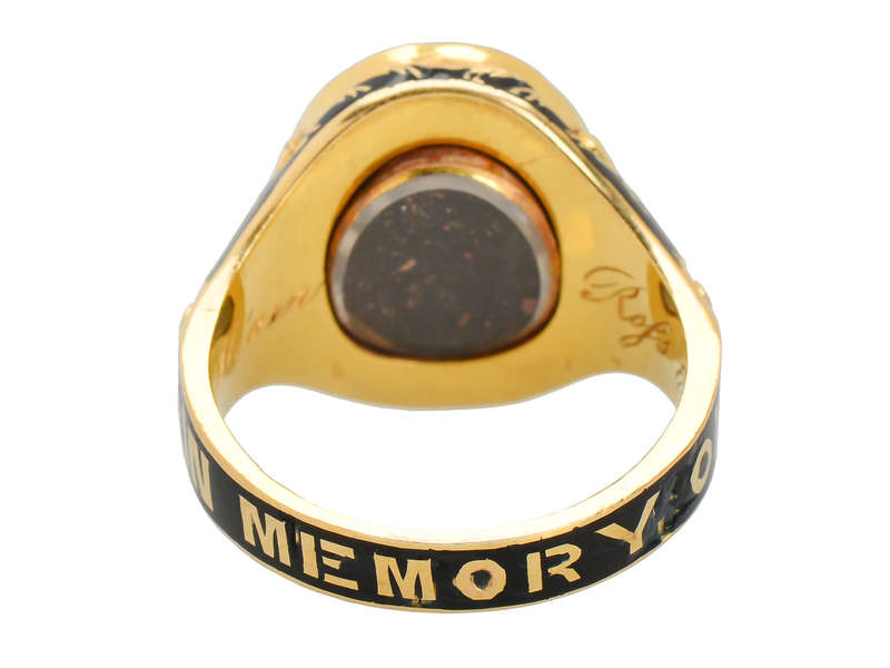In Memory - Victorian Enamel Crest Ring of 1859