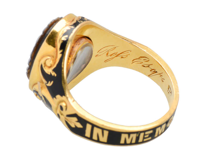 In Memory - Victorian Enamel Crest Ring of 1859