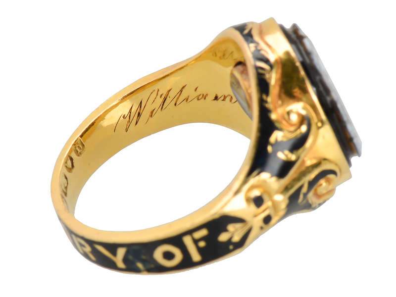 In Memory - Victorian Enamel Crest Ring of 1859