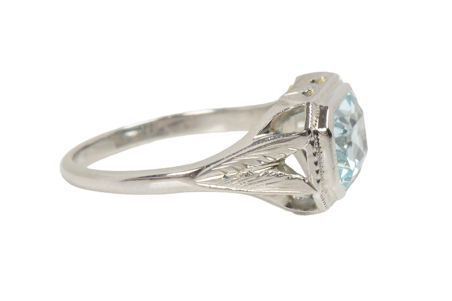 Vintage Aquamarine 14k White Gold Ring c. 1930