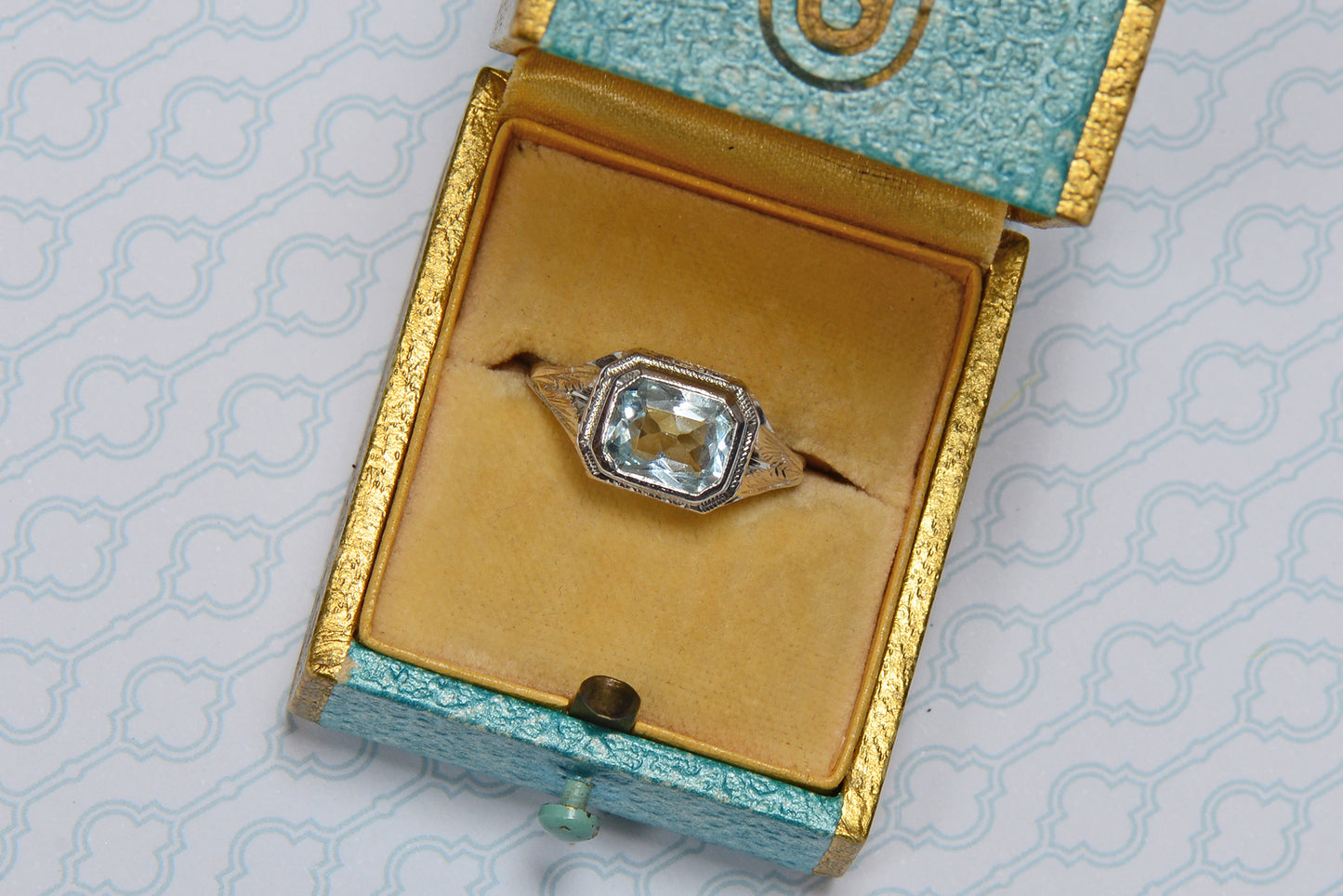 Vintage Aquamarine 14k White Gold Ring c. 1930