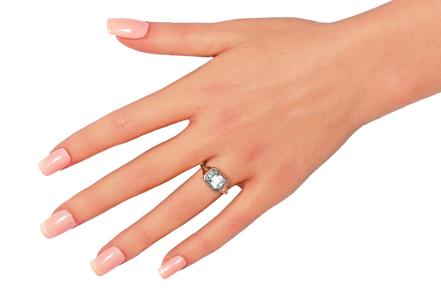 Vintage Aquamarine 14k White Gold Ring c. 1930