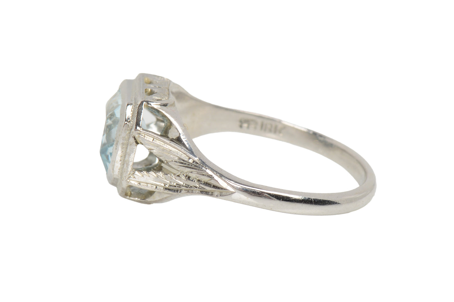 Vintage Aquamarine 14k White Gold Ring c. 1930