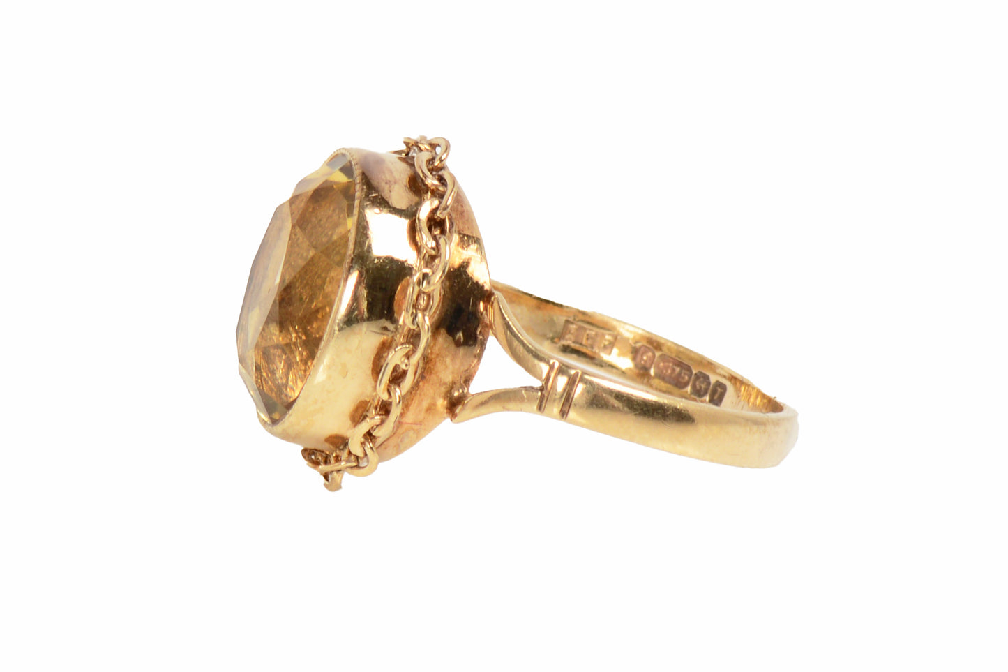 Vintage Bezel Set Oval Citrine Gold Ring
