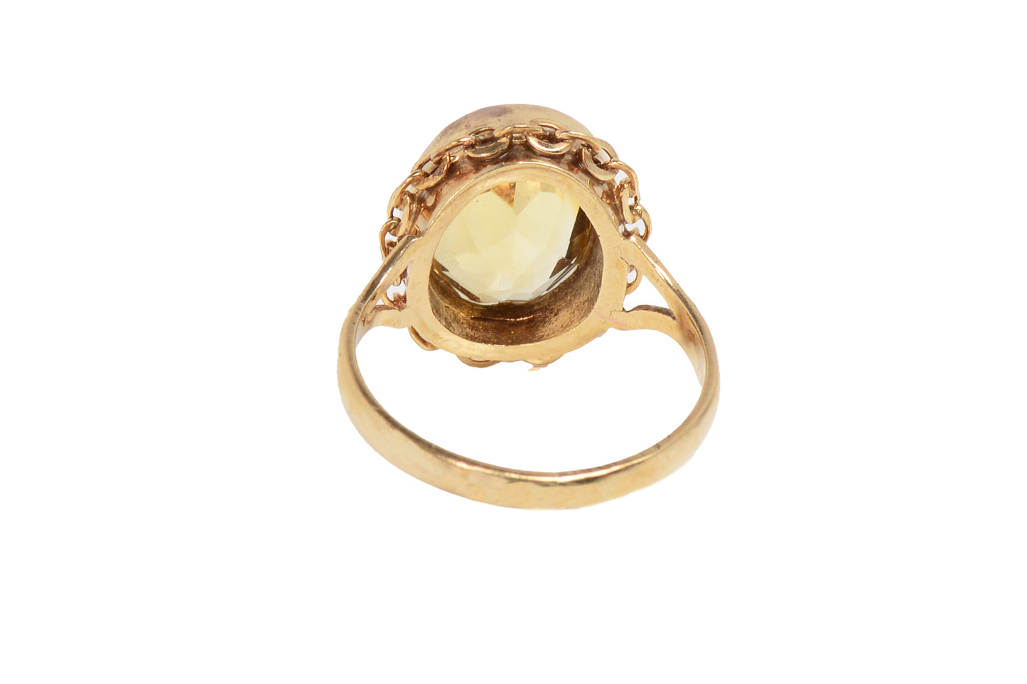 Vintage Bezel Set Oval Citrine Gold Ring