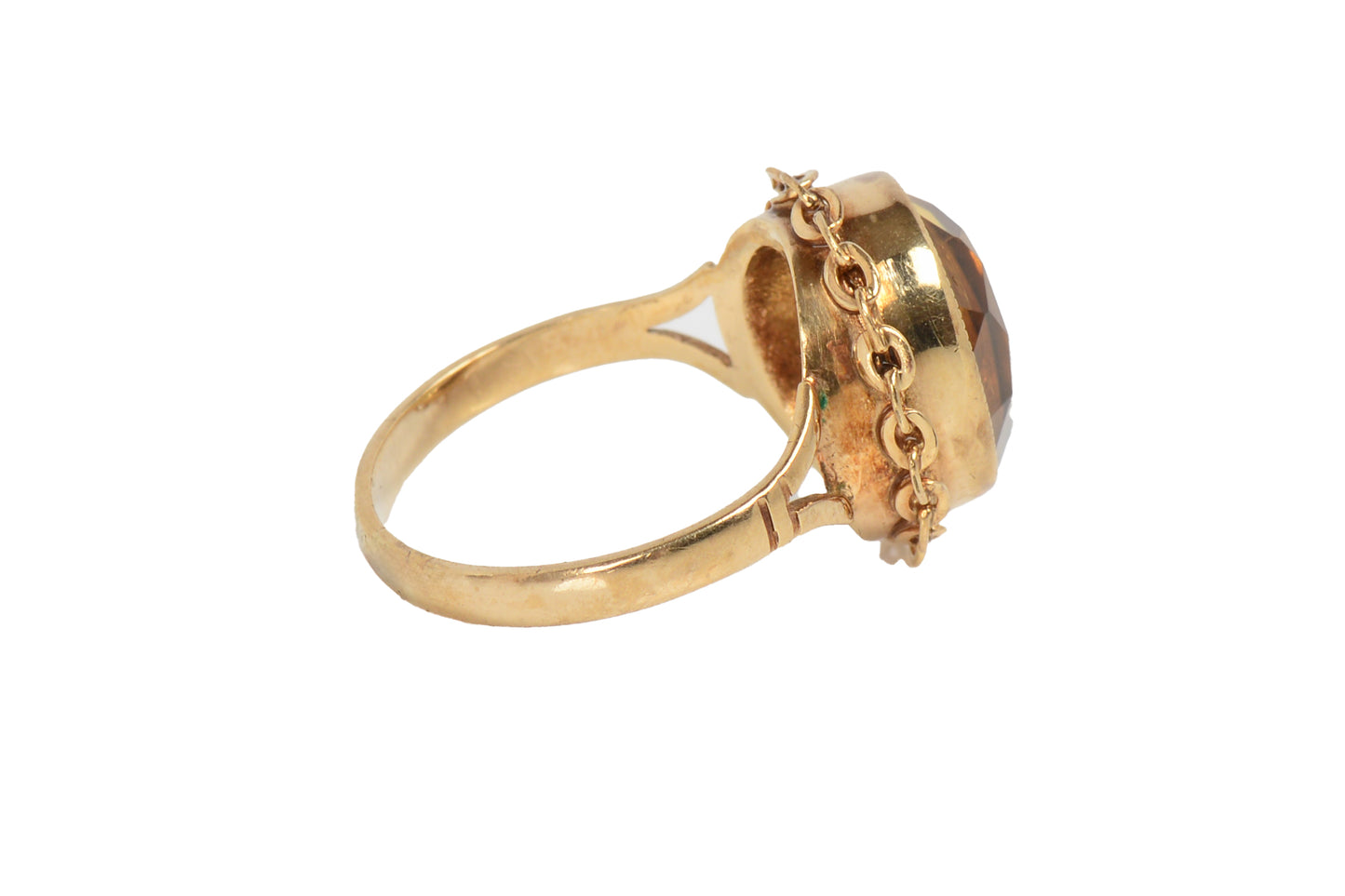 Vintage Bezel Set Oval Citrine Gold Ring