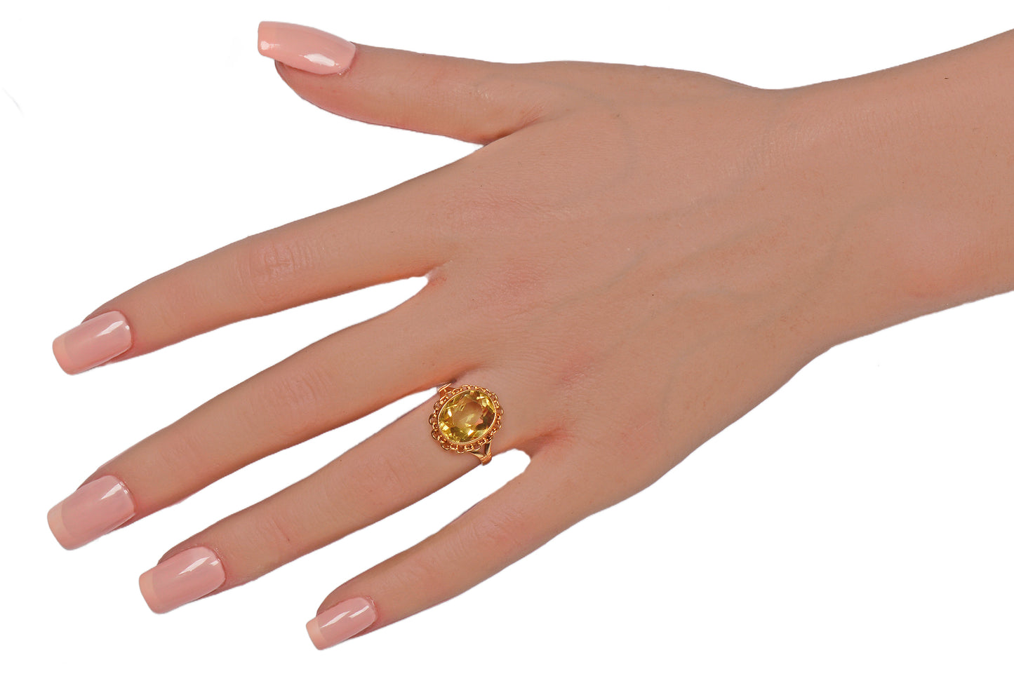 Vintage Bezel Set Oval Citrine Gold Ring