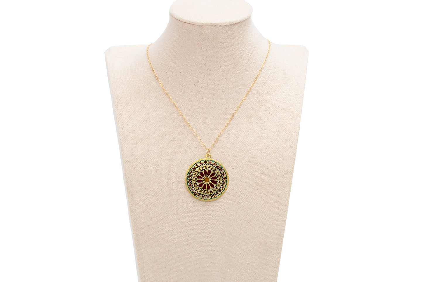 French Plique-à-jour Enamel 18k Gold Pendant