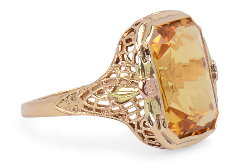 Light of Day - Citrine Filigree Vintage Ring