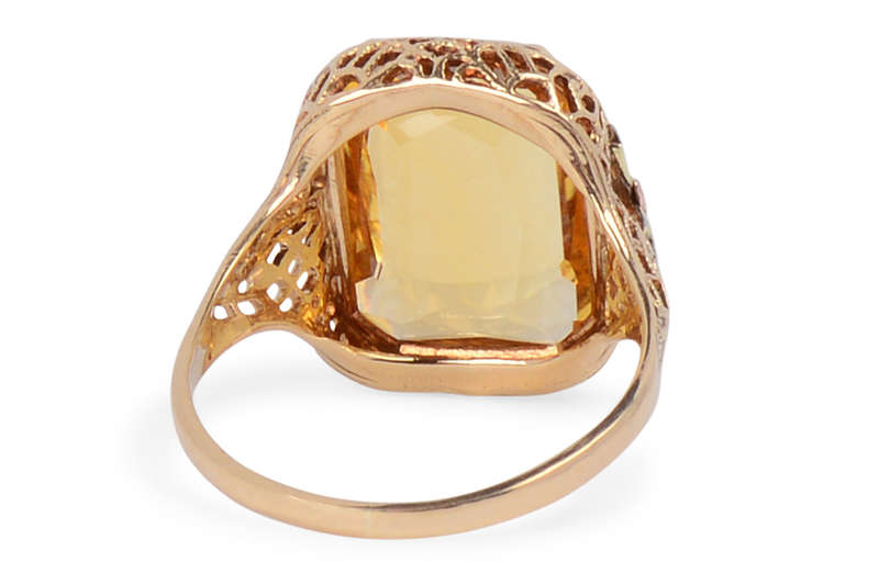 Light of Day - Citrine Filigree Vintage Ring