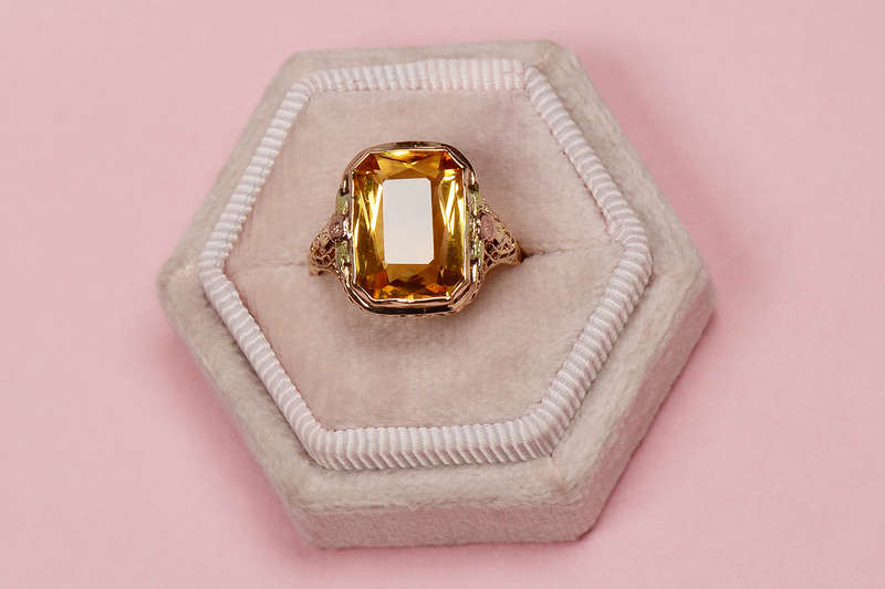 Light of Day - Citrine Filigree Vintage Ring