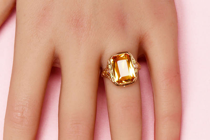 Light of Day - Citrine Filigree Vintage Ring