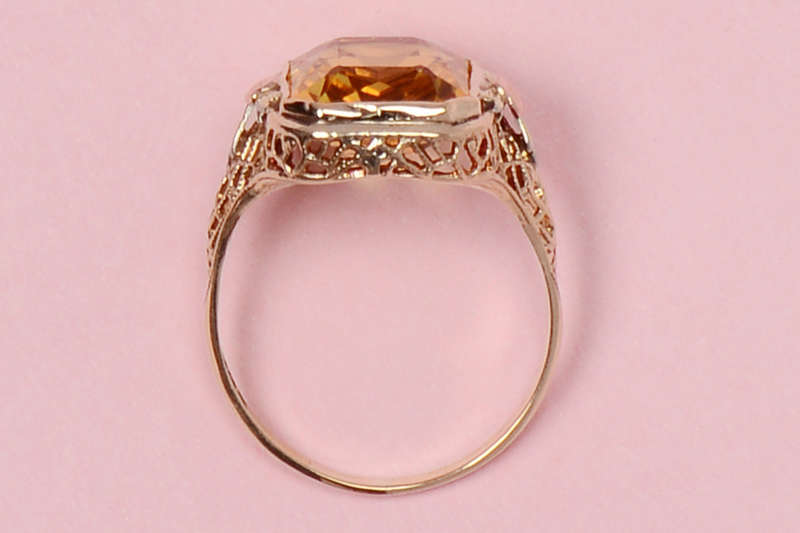 Light of Day - Citrine Filigree Vintage Ring