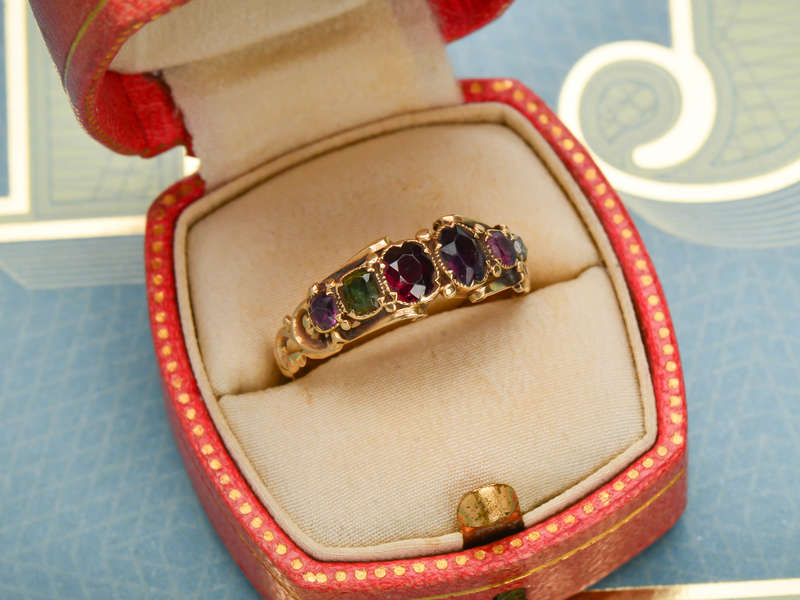Victorian Gem Set Acrostic REGARD Ring
