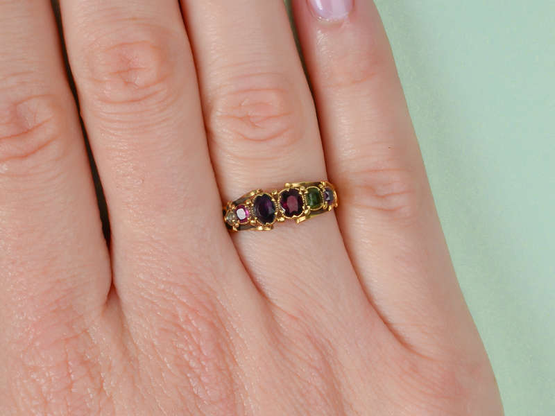 Victorian Gem Set Acrostic REGARD Ring