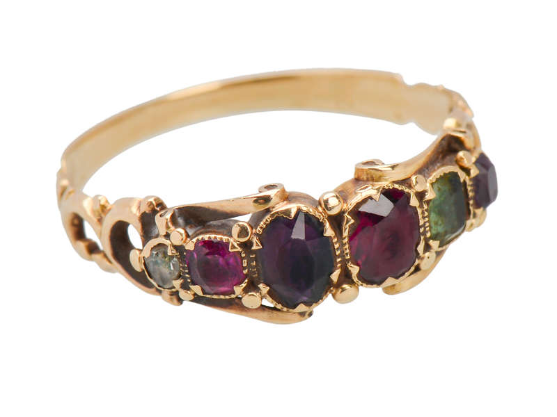 Victorian Gem Set Acrostic REGARD Ring