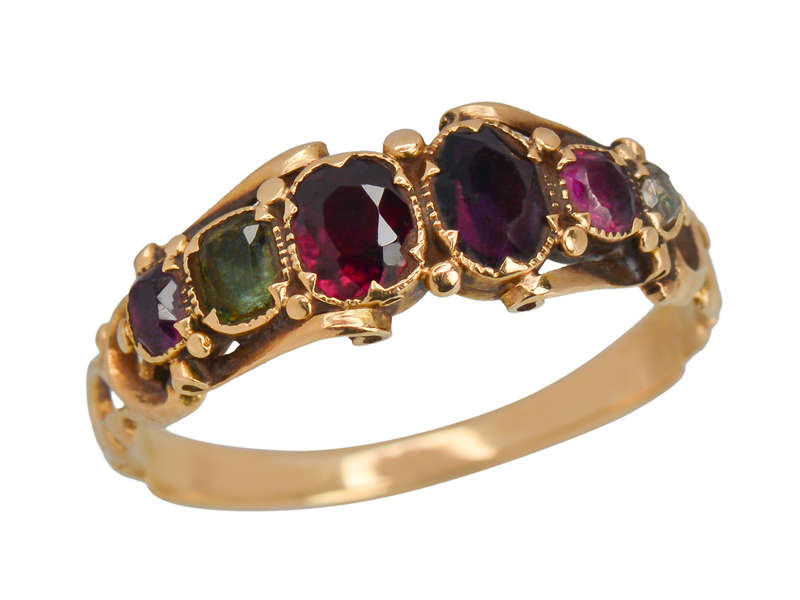Victorian Gem Set Acrostic REGARD Ring