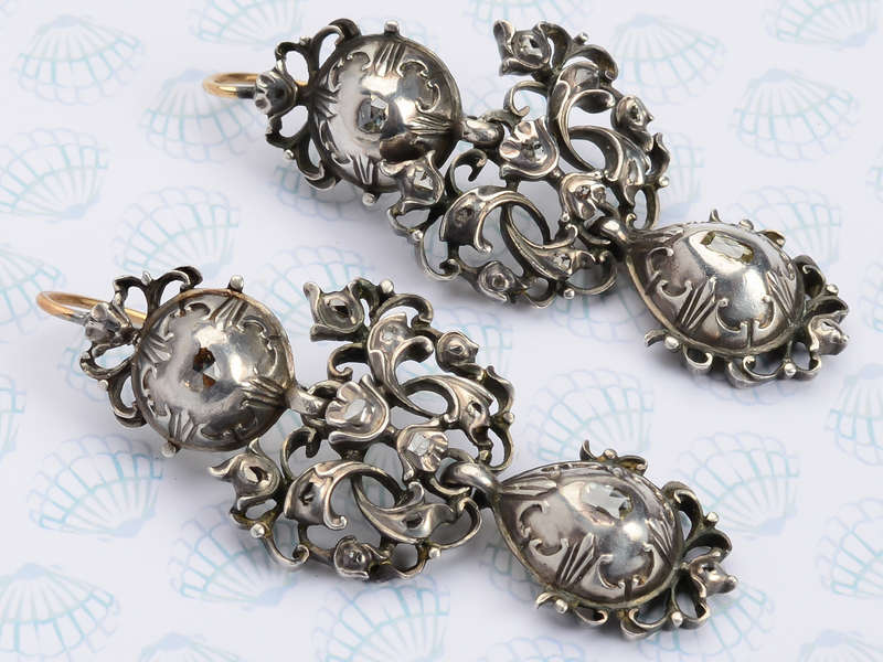 White Quartz Vintage Style Antiqued Earrings Sterling Silver