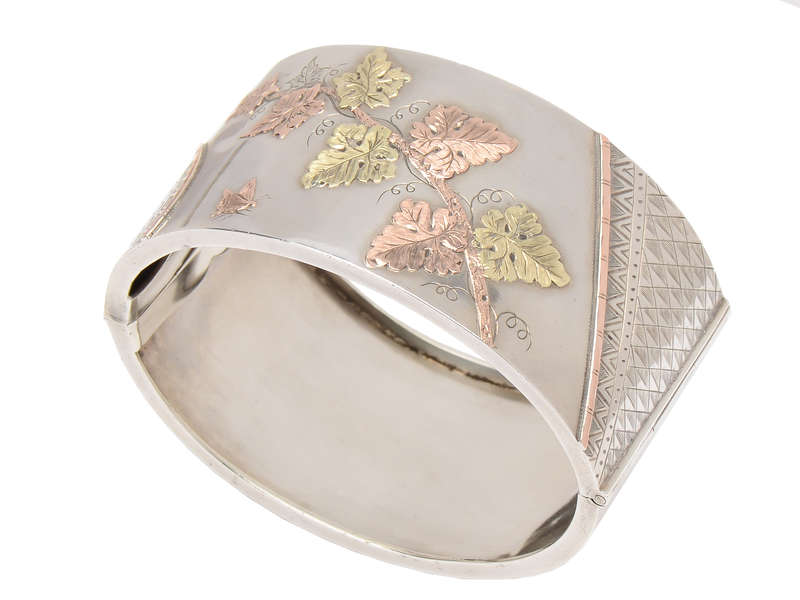Aesthetic Movement Gold & Silver Wide Bangle
