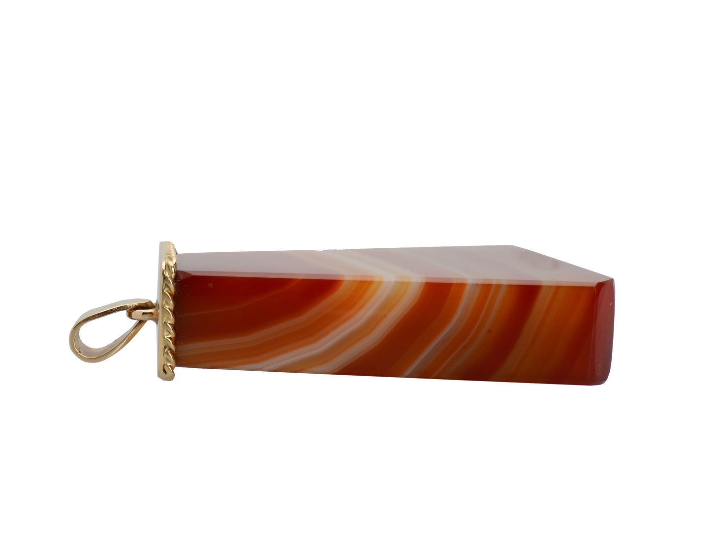 Chunky Gender Neutral Vintage Gold Banded Agate Pendant