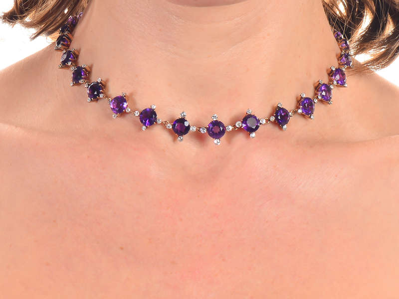 Portrait of Sophistication - Antique Amethyst Diamond Rivière