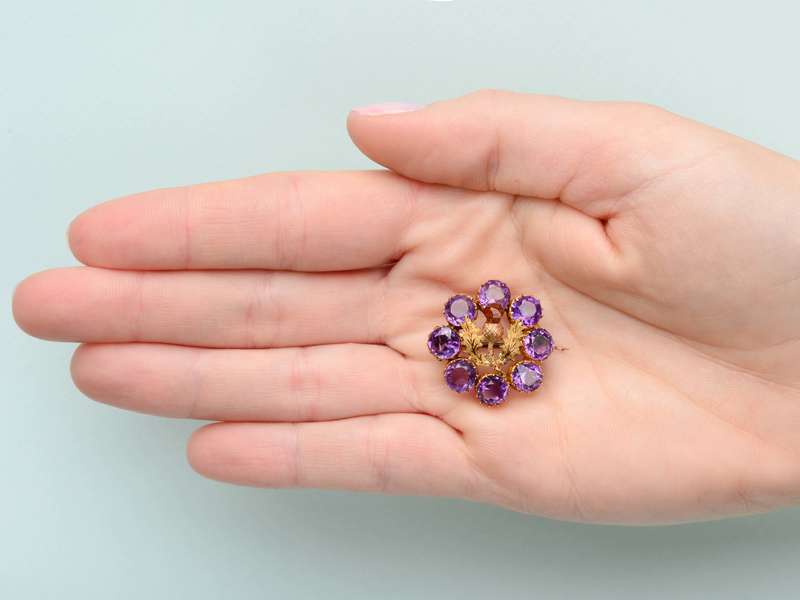 Amethyst Citrine Antique Thistle Brooch Pendant