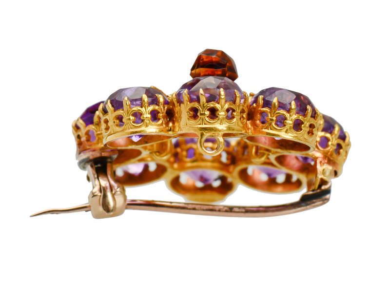 Amethyst Citrine Antique Thistle Brooch Pendant