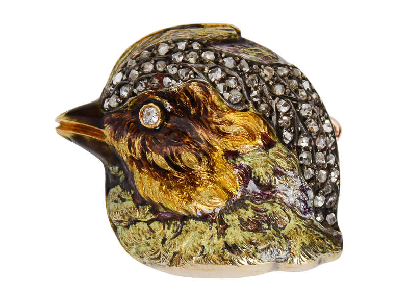 Striking Antique Bird Motif Diamond Brooch