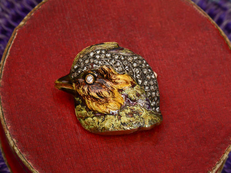Striking Antique Bird Motif Diamond Brooch