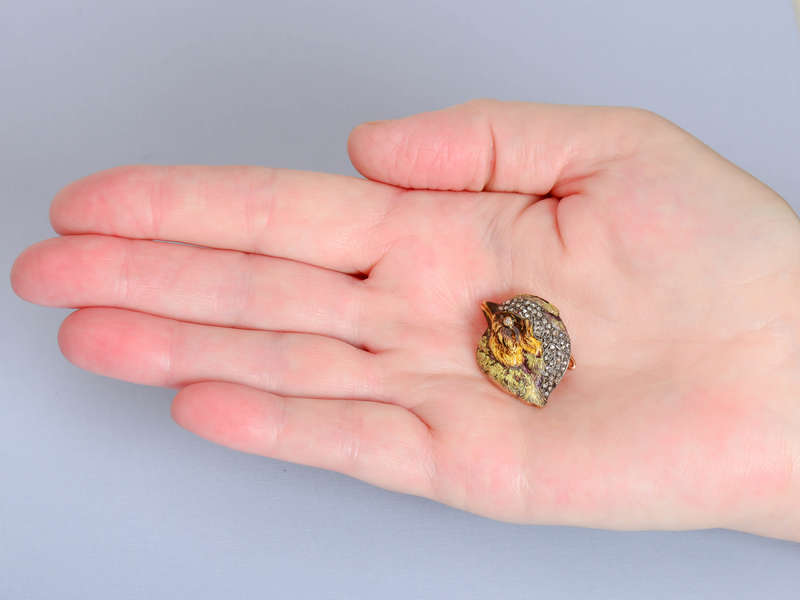 Striking Antique Bird Motif Diamond Brooch