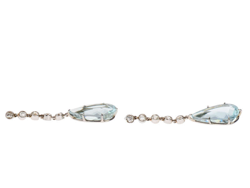 Aquamarine Diamond Platinum Earrings