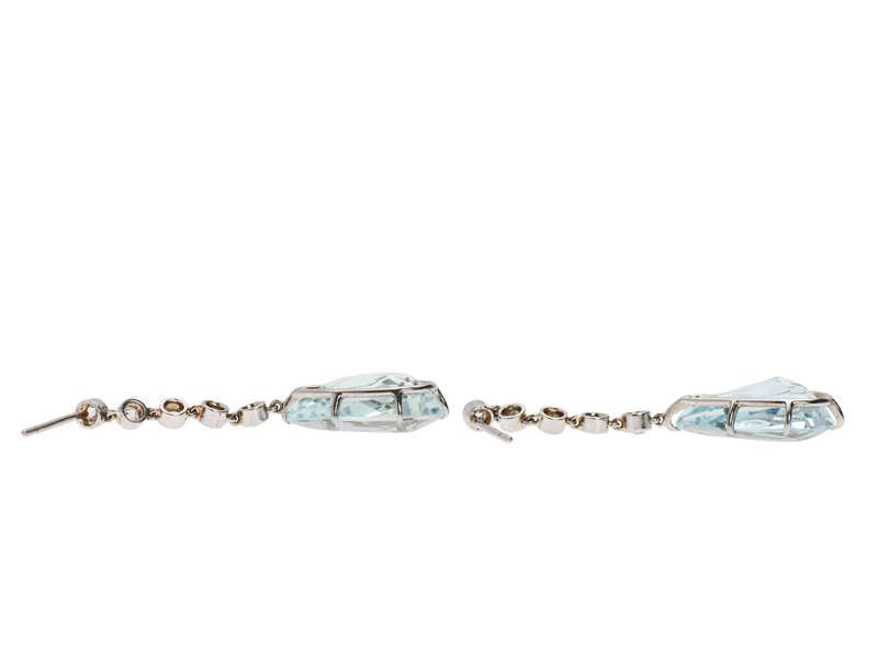 Aquamarine Diamond Platinum Earrings
