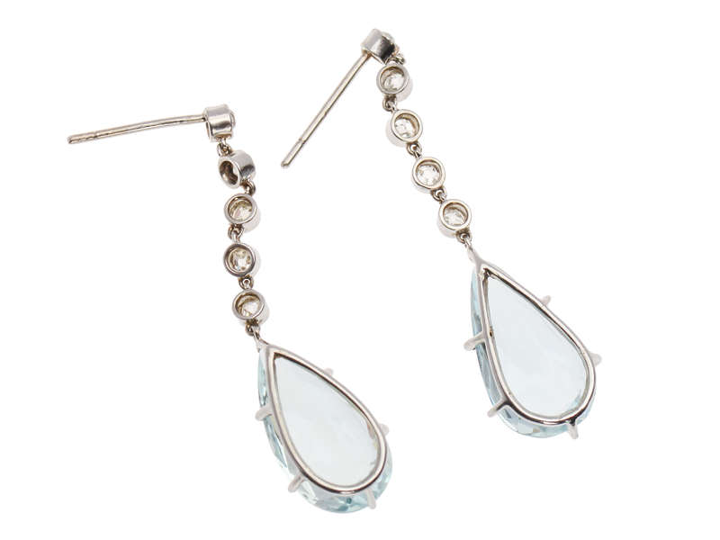 Aquamarine Diamond Platinum Earrings