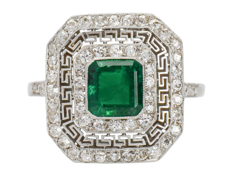 Art Deco Sublime - Emerald Diamond Ring