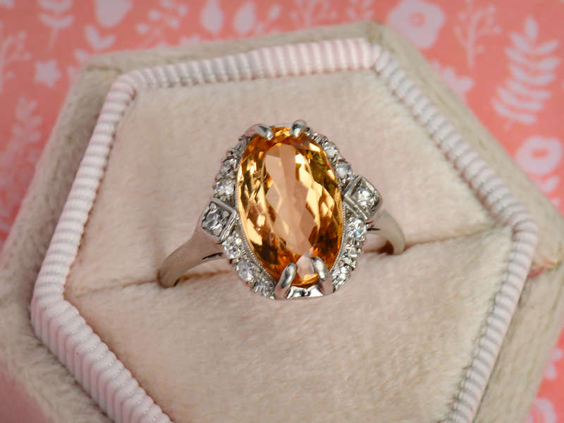 Precious Topaz Diamond Vintage Ring