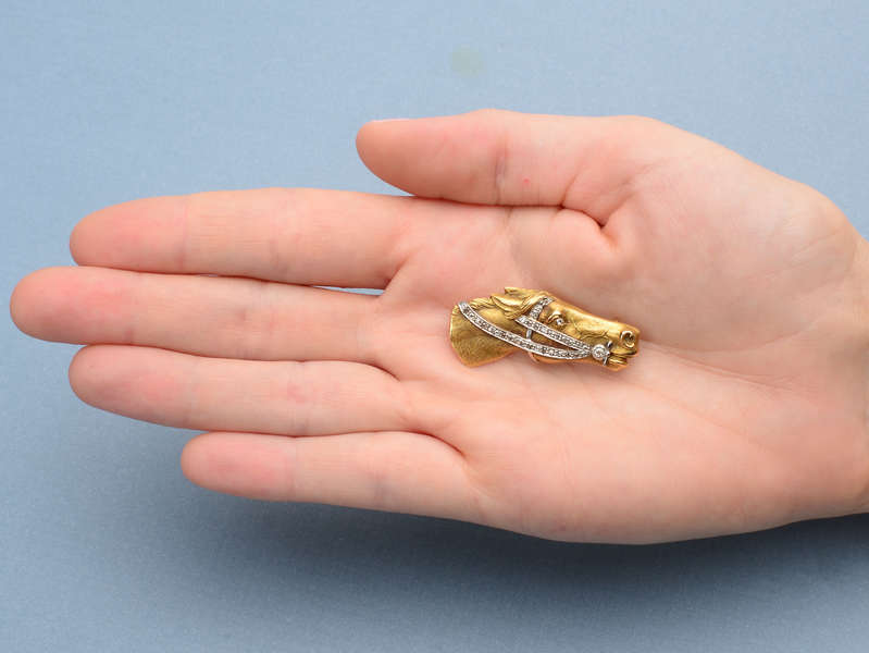 Antique Diamond & Gold Horse's Head Brooch